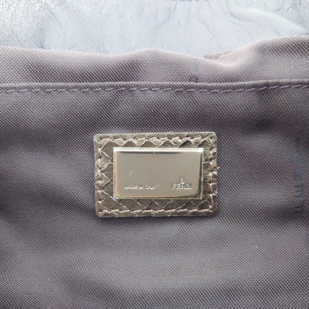 Fendi Chef Bag Fur Python Handbag Dark Brown Gold - image 8